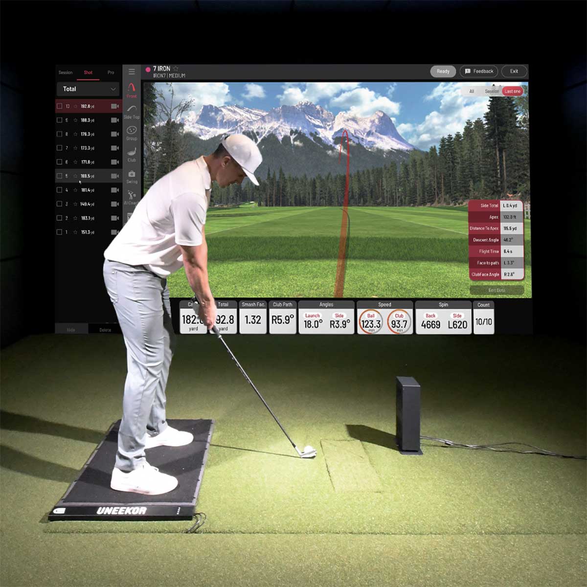 Uneekor EYE MINI LITE with PlayBetter SimStudio™ COMPLETE Package | Golf Simulator Studio with Impact Screen, Enclosure, Side Barriers, Hitting/Putting Mats & Projector