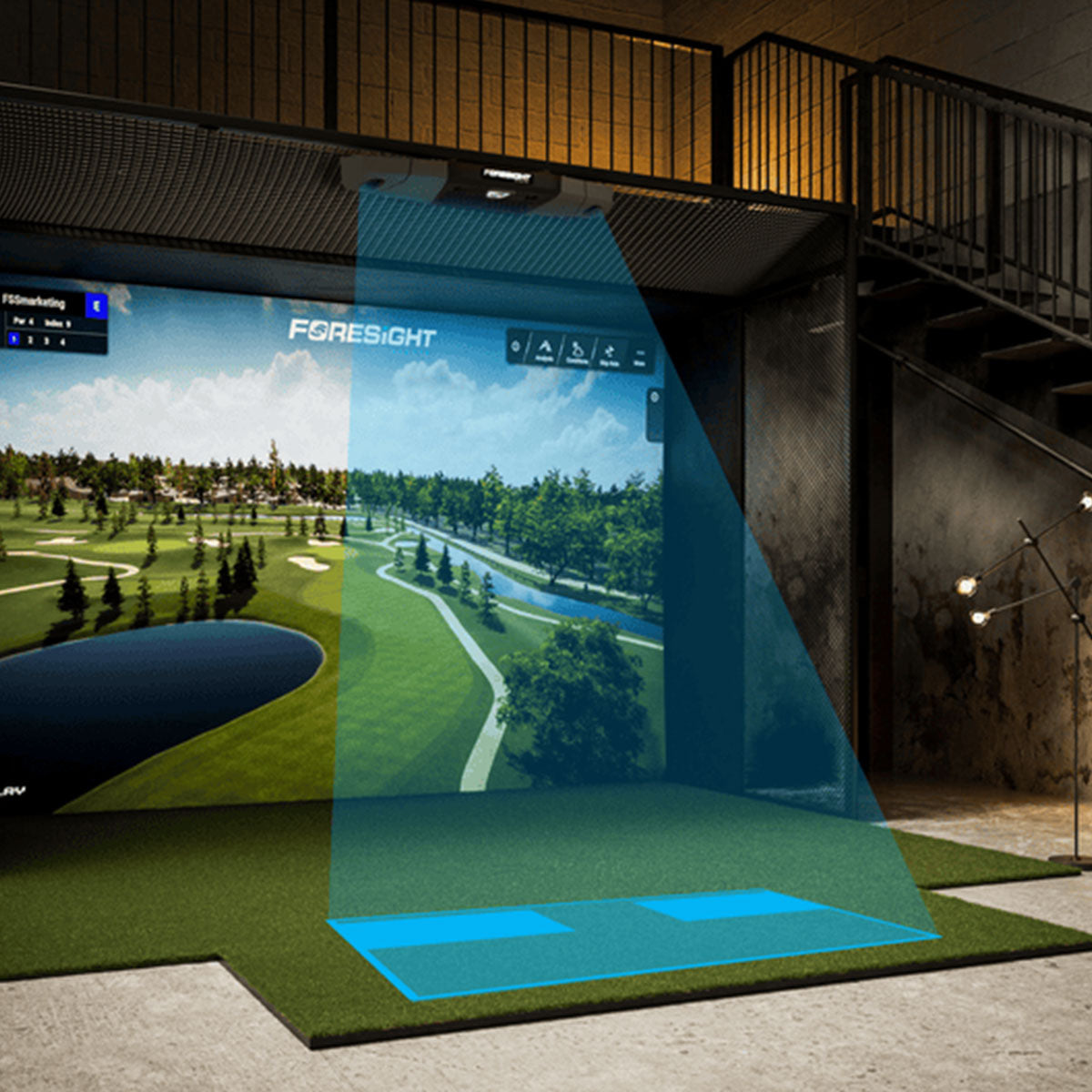 Foresight Falcon with PlayBetter SimStudio™ COMPLETE Package | Golf Simulator Studio with Impact Screen, Enclosure, Side Barriers, Hitting/Putting Mats & Projector