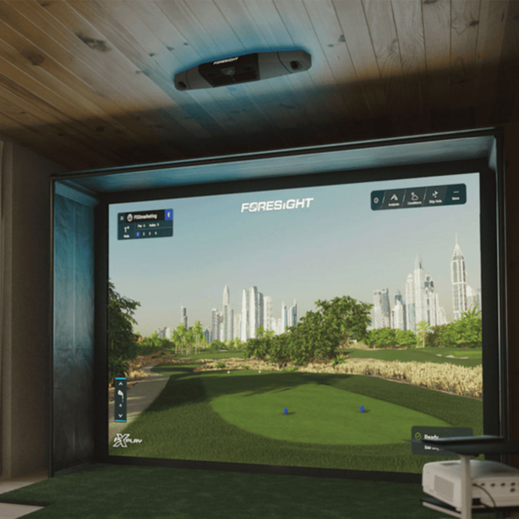 Foresight Falcon with PlayBetter SimStudio™ OVERHEAD Premium Home Golf Studio Package with Carl's Place Curved Enclosure