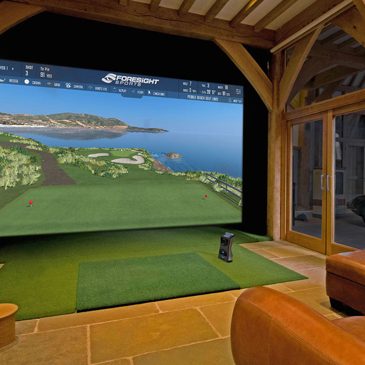 Foresight GCQuad with PlayBetter SimStudio™ ESSENTIALS Package | Golf Simulator Studio with Impact Screen, Enclosure, Hitting Mat, Projector & Protective Case