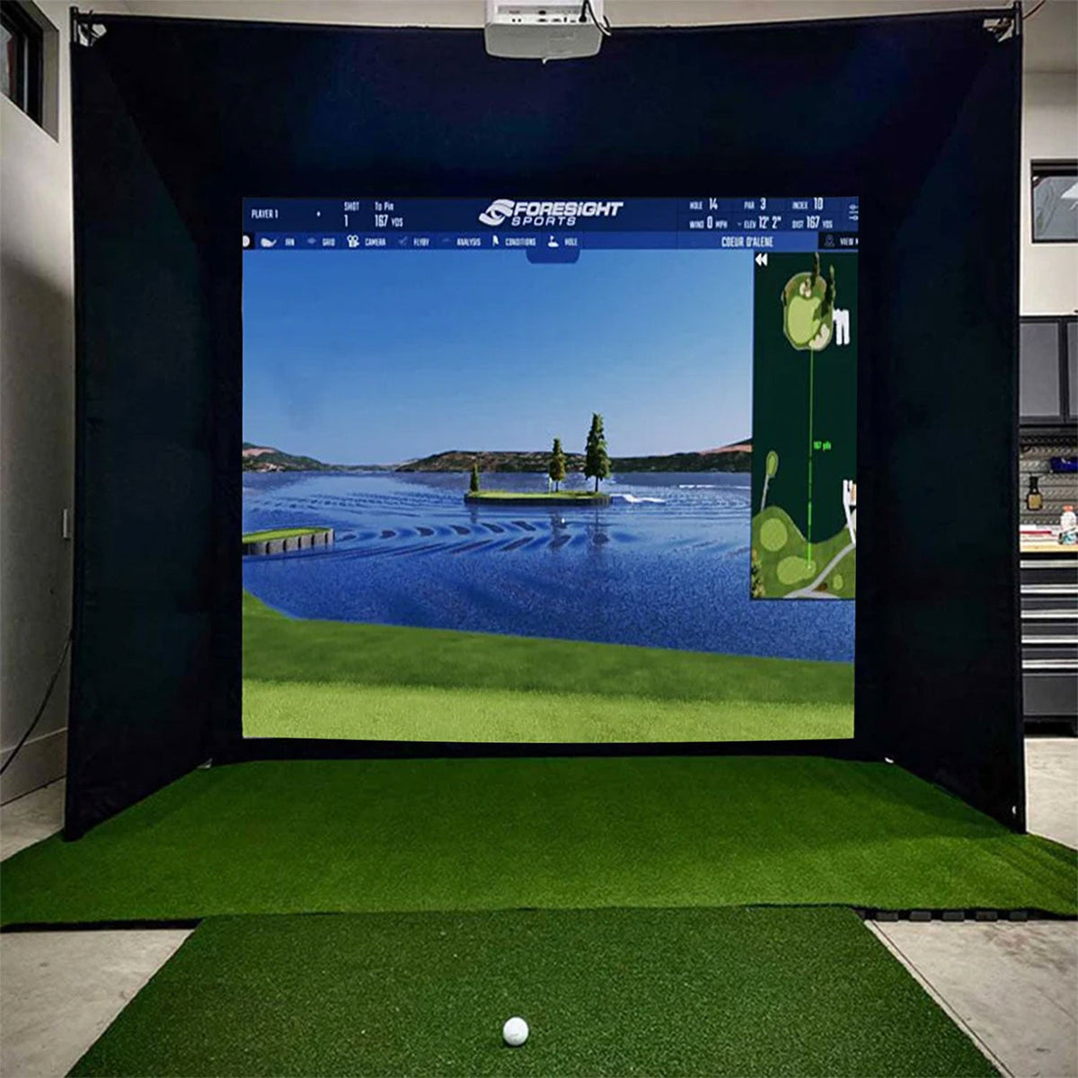 Uneekor EYE XR with PlayBetter SimStudio™ COMPLETE Package | Golf Simulator Studio with Impact Screen, Enclosure, Side Barriers, Hitting/Putting Mats & Projector
