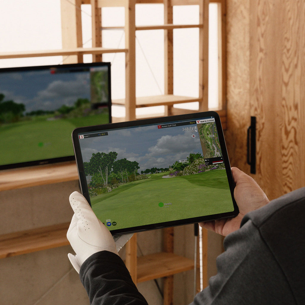 Swing Caddie SC4 PRO with PlayBetter SimStudio™ ESSENTIALS Package | Golf Simulator Studio with Impact Screen, Enclosure, Hitting Mat, & Projector