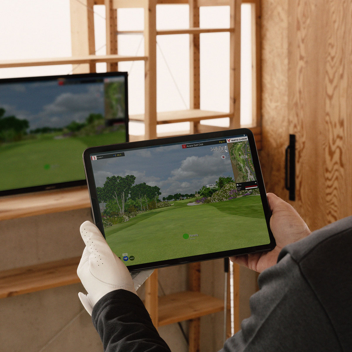 Swing Caddie SC4 PRO with PlayBetter SimStudio™ ESSENTIALS Package | Golf Simulator Studio with Impact Screen, Enclosure, Hitting Mat, & Projector