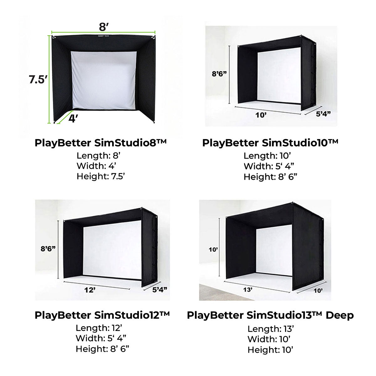 Blue Tees Golf Rainmaker with PlayBetter SimStudio™ COMPLETE Package | Golf Simulator Studio with Impact Screen, Enclosure, Side Barriers, Hitting/Putting Mats & Projector