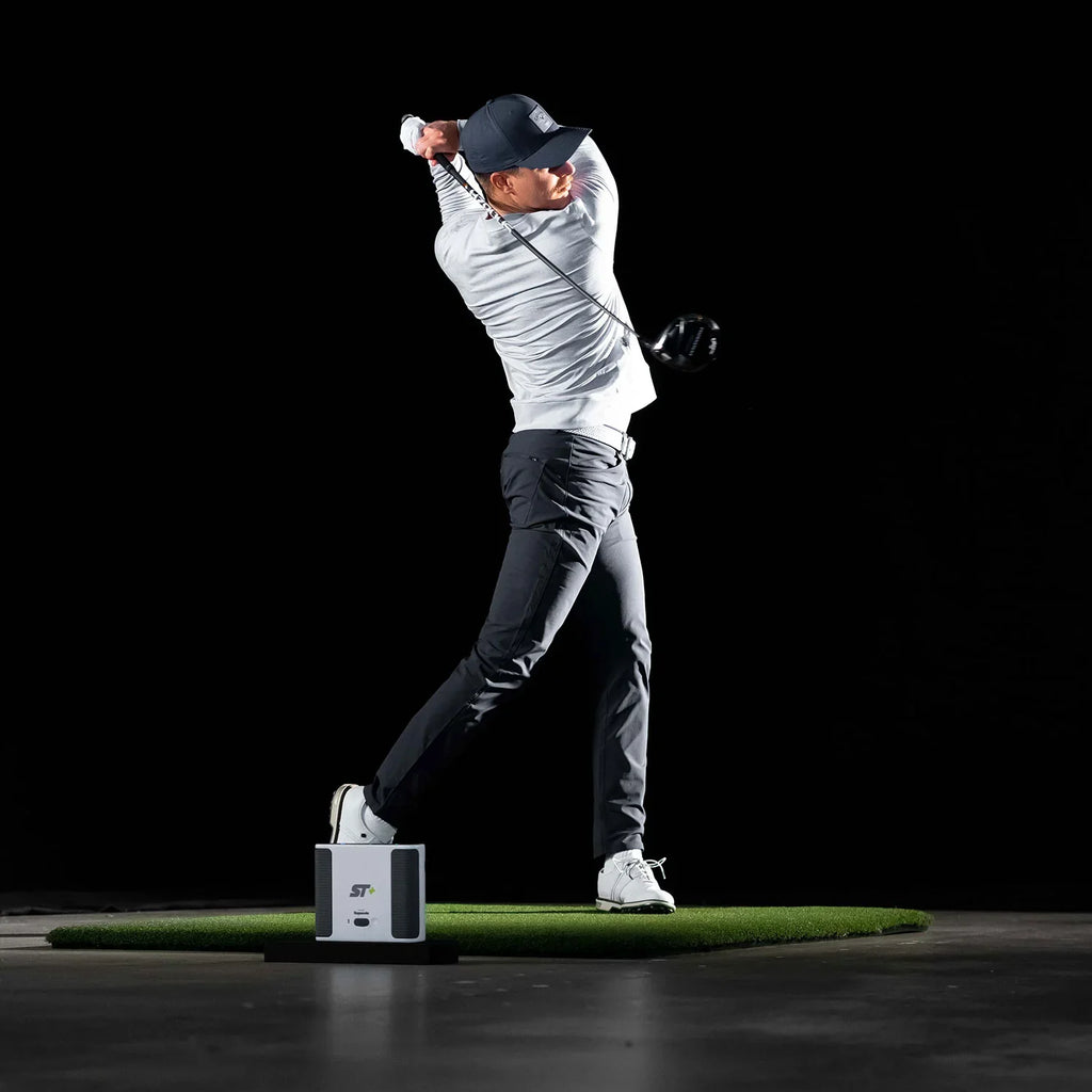 SkyTrak+ Golf Launch Monitor Home Net Studio with The Net Return Premium Hitting Net Package & 1-Year FREE Foresight Course Play