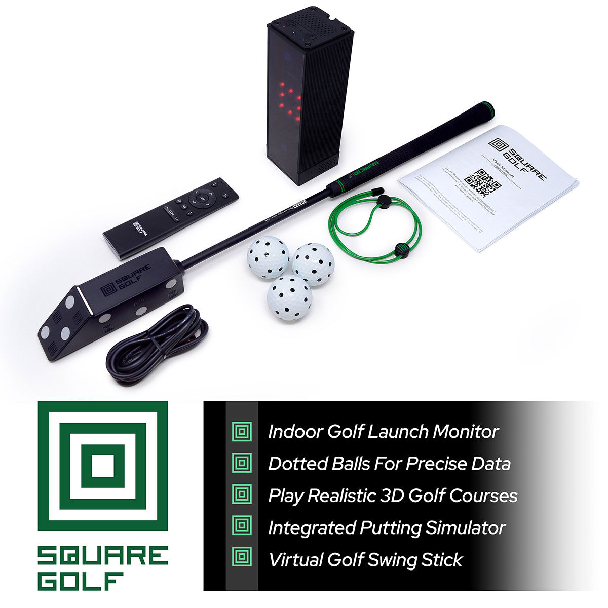 Square Golf Simulator & Launch Monitor Home Hitting Net Studio with The Net Return Net or Package Options