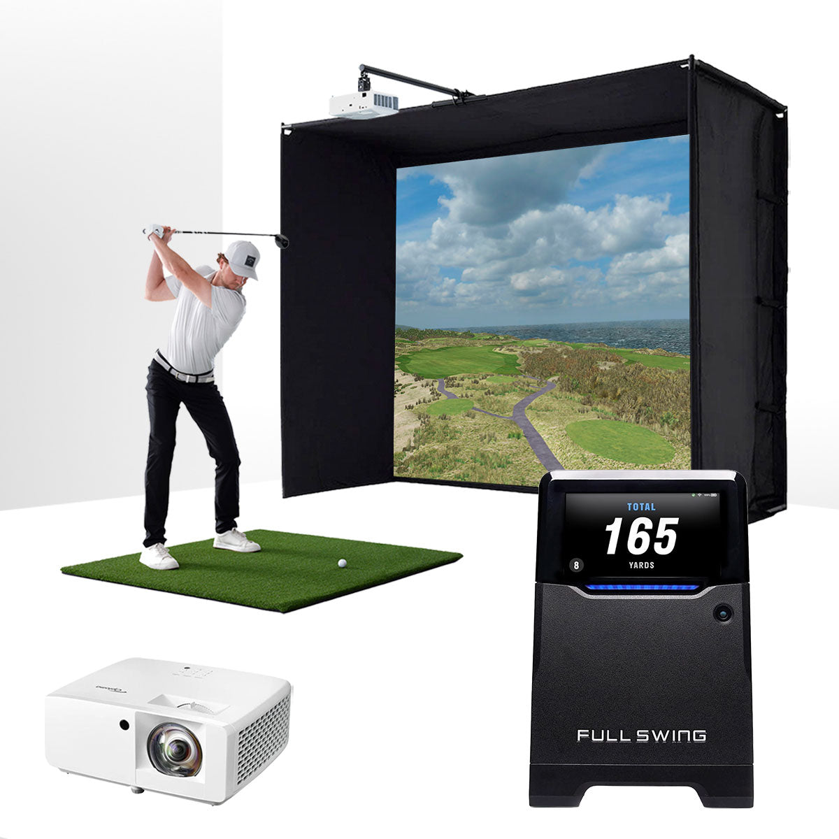 Full Swing KIT with PlayBetter SimStudio™ BYO (Build Your Own) Package – Custom Home Golf Simulator Studio Builder with Impact Screen, Enclosure, Optional Mats, Projector & More