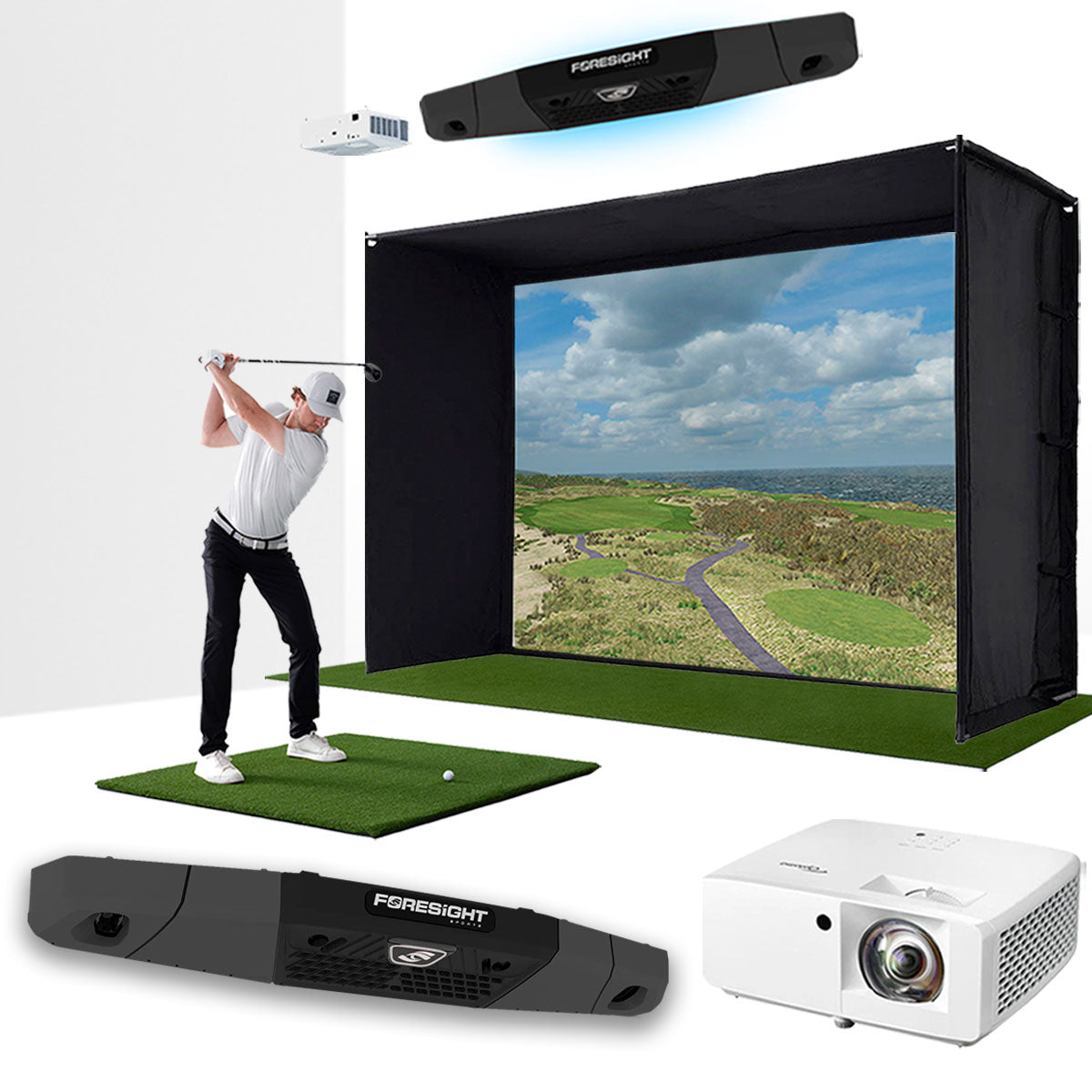 Foresight Falcon with PlayBetter SimStudio™ BYO (Build Your Own) Package – Custom Home Golf Simulator Studio Builder with Impact Screen, Enclosure, Optional Mats, Projector & More