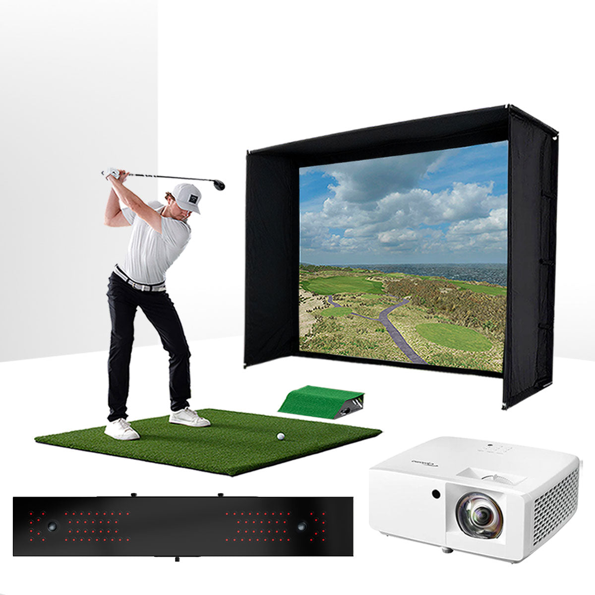 Uneekor EYE XR with PlayBetter SimStudio™ BYO (Build Your Own) Package – Custom Home Golf Simulator Studio Builder with Impact Screen, Enclosure, Optional Mats, Projector & More