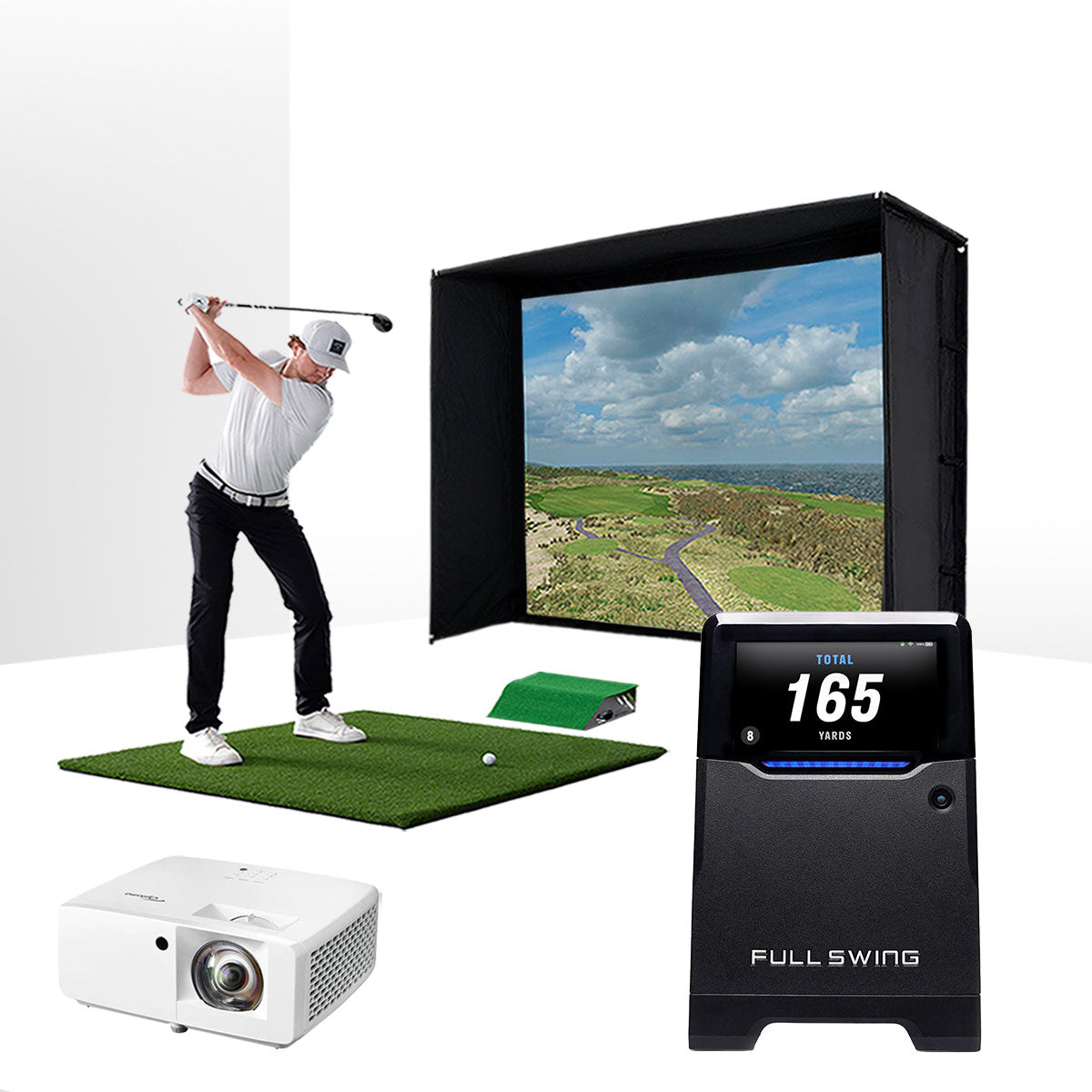 Full Swing KIT with PlayBetter SimStudio™ BYO (Build Your Own) Package – Custom Home Golf Simulator Studio Builder with Impact Screen, Enclosure, Optional Mats, Projector & More