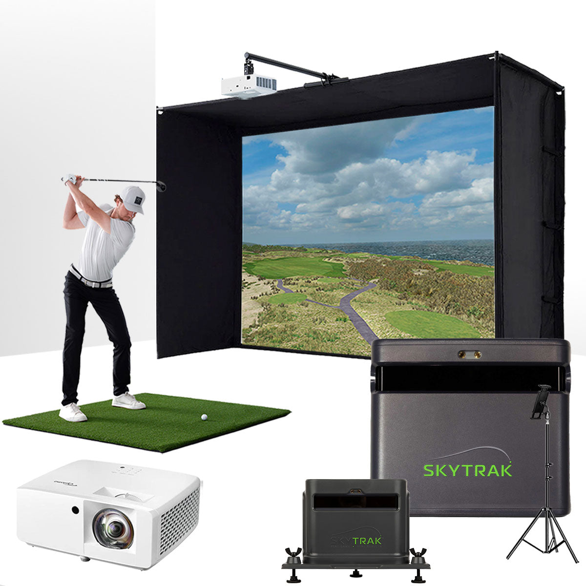 SkyTrak ST MAX with PlayBetter SimStudio™ BYO (Build Your Own) Package – Custom Home Golf Simulator Studio Builder with Impact Screen, Enclosure, Optional Mats, Projector & More