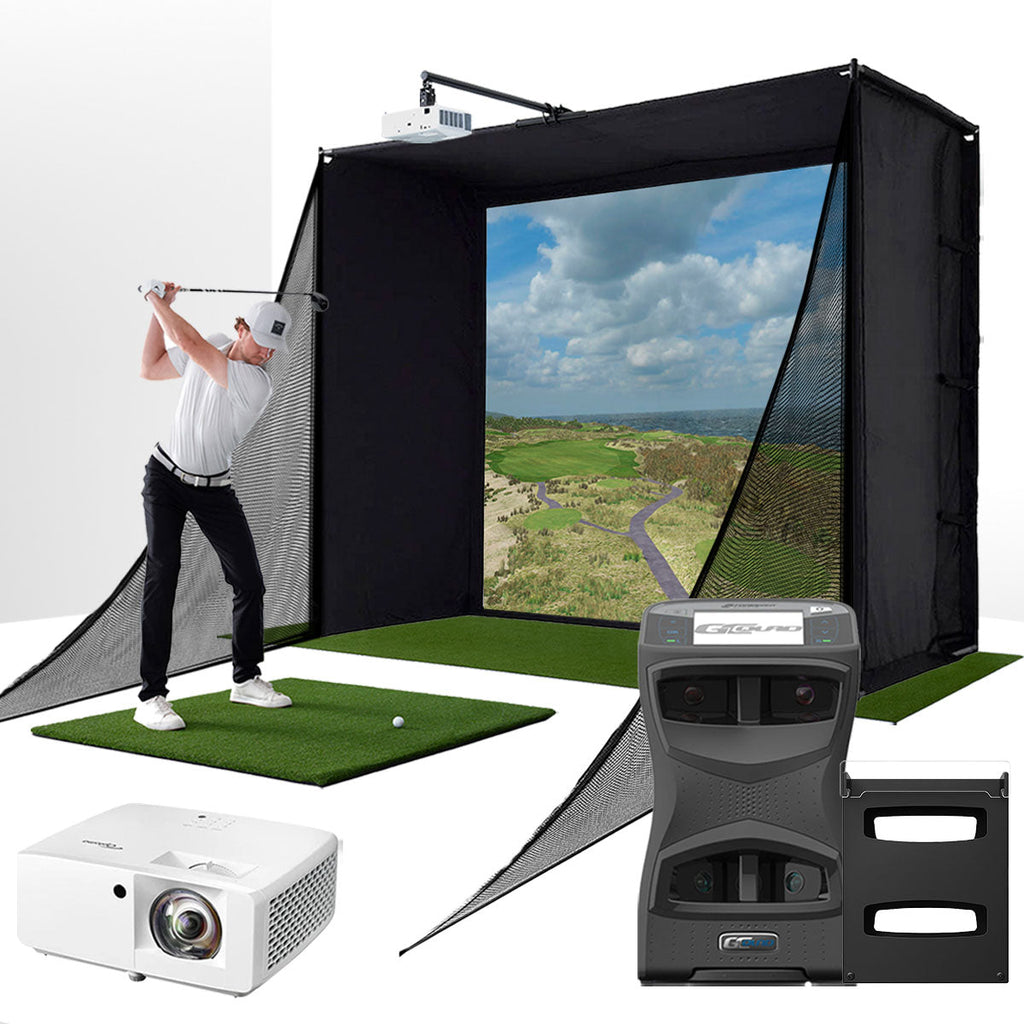 Foresight GCQuad with PlayBetter SimStudio™ COMPLETE Package | Golf Simulator Studio with Impact Screen, Enclosure, Side Barriers, Hitting/Putting Mats, Projector & Protective Case