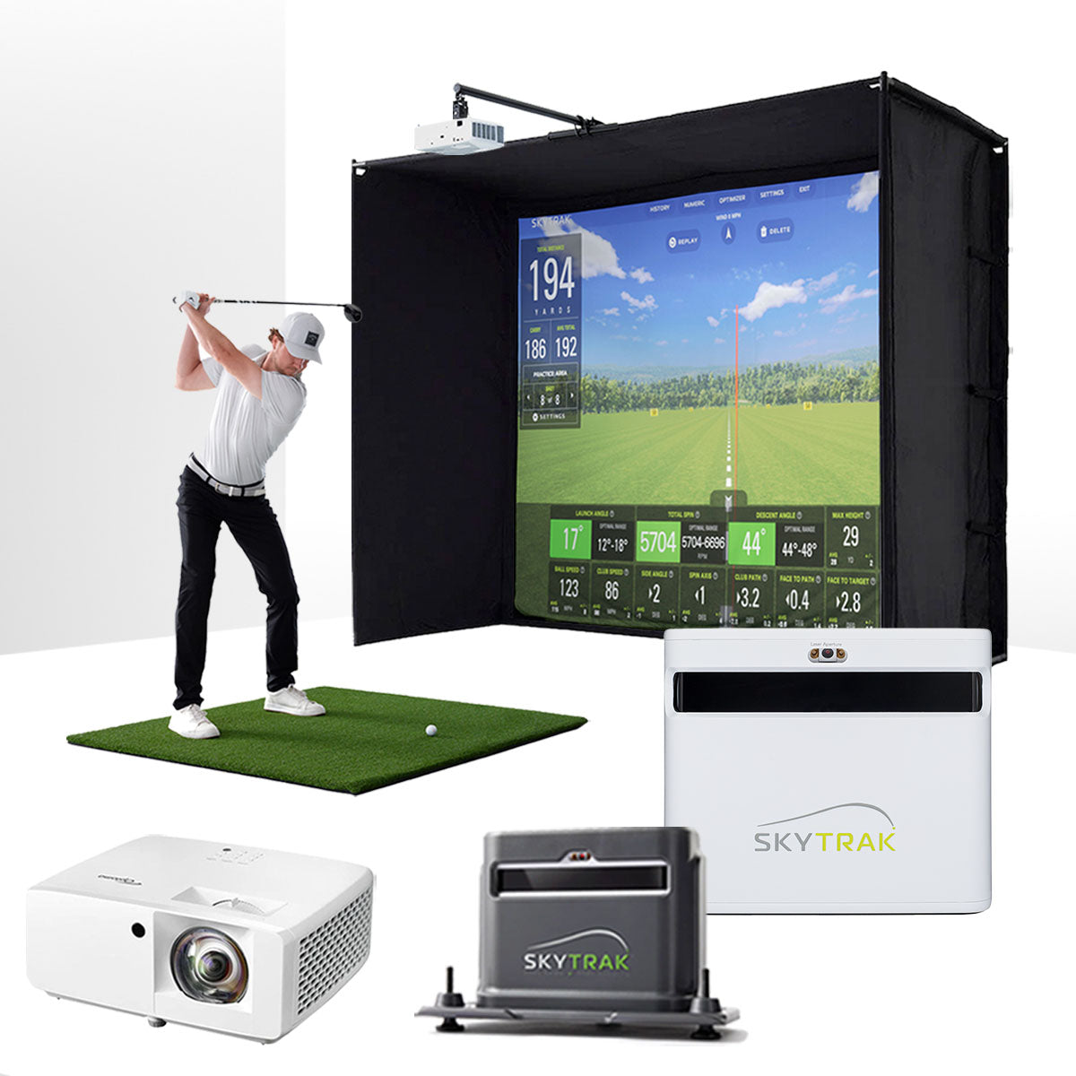 SkyTrak+ with PlayBetter SimStudio™ BYO (Build Your Own) Package – Custom Home Golf Simulator Studio Builder with Impact Screen, Enclosure, Optional Mats, Projector & 1-Year FREE Foresight Course Play