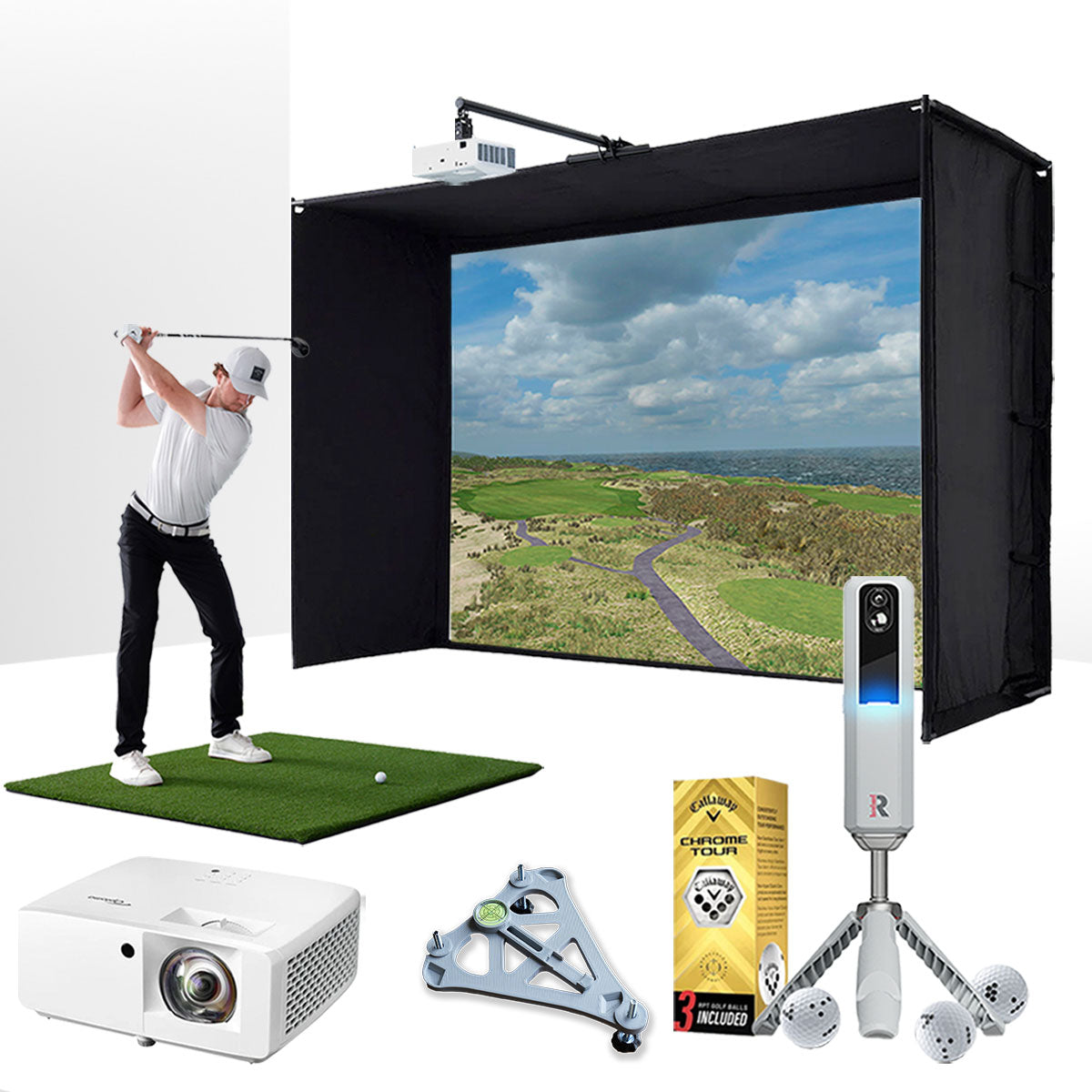 Rapsodo MLM2PRO with PlayBetter SimStudio™ BYO (Build Your Own) Package – Custom Home Golf Simulator Studio Builder with Impact Screen, Enclosure, Optional Mats, Projector & More