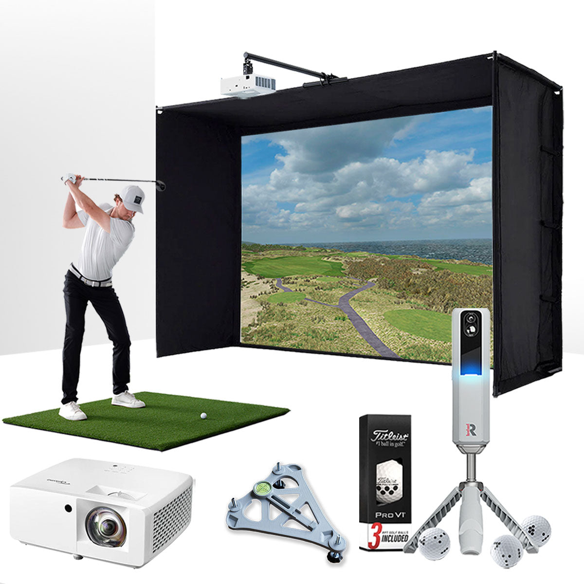 Rapsodo MLM2PRO with PlayBetter SimStudio™ BYO (Build Your Own) Package – Custom Home Golf Simulator Studio Builder with Impact Screen, Enclosure, Optional Mats, Projector & More