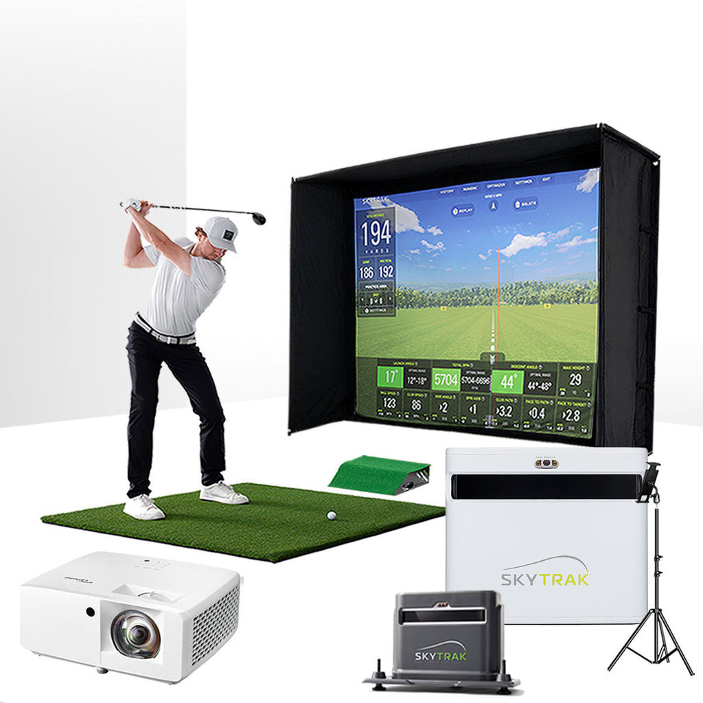 SkyTrak+ with PlayBetter SimStudio™ BYO (Build Your Own) Package – Custom Home Golf Simulator Studio Builder with Impact Screen, Enclosure, Optional Mats, Projector & 1-Year FREE Foresight Course Play