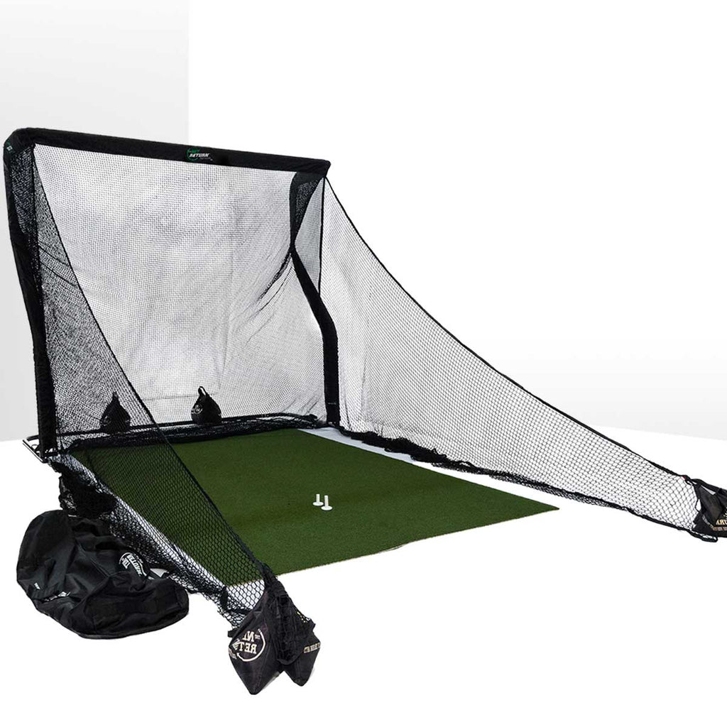 The Net Return Premium Golf Hitting Net Package with Hitting Turf, Side Barriers & Sand Bags