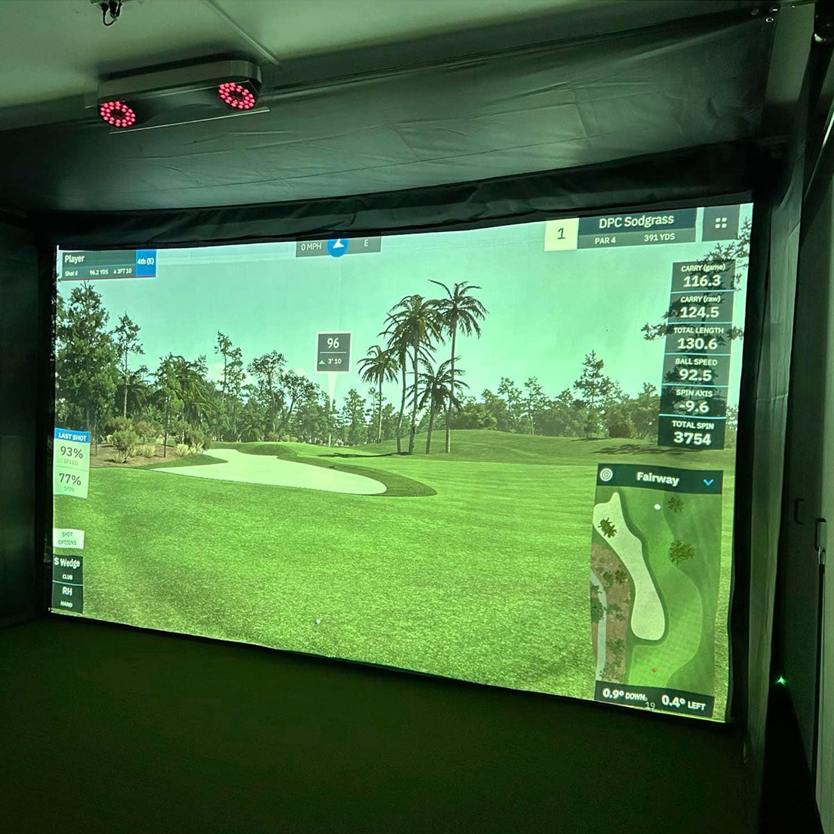 Blue Tees Golf Rainmaker SportScreen Vanish Retractable Golf Studio Complete Package | Home Golf Simulator Studio with Impact Screen, Enclosure, Hitting Mat, Putting Turf & Projector