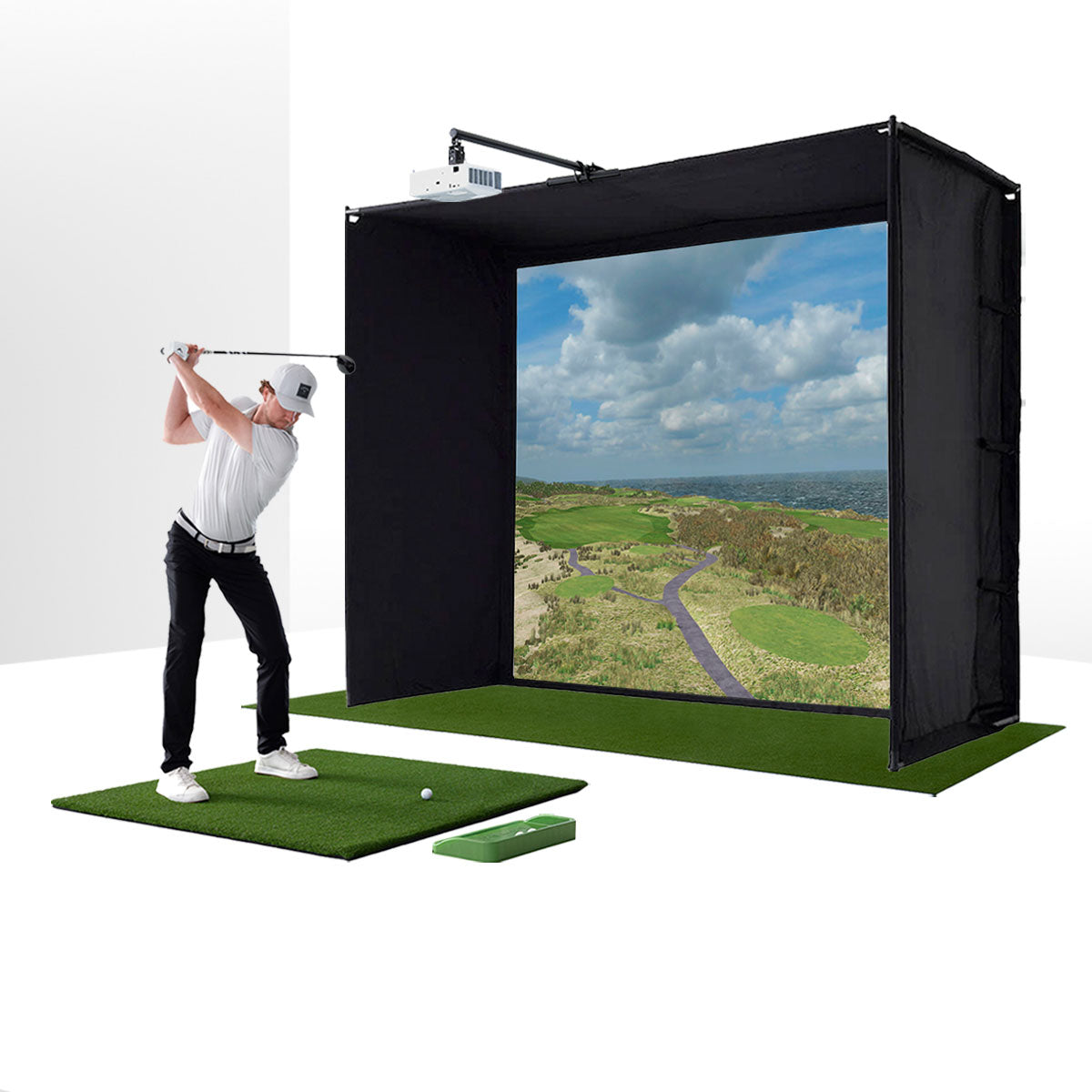 PlayBetter SimStudio™ BYO (Build Your Own) Package – Custom Home Golf Simulator Studio Builder with Impact Screen, Enclosure, Optional Mats, Projector & More
