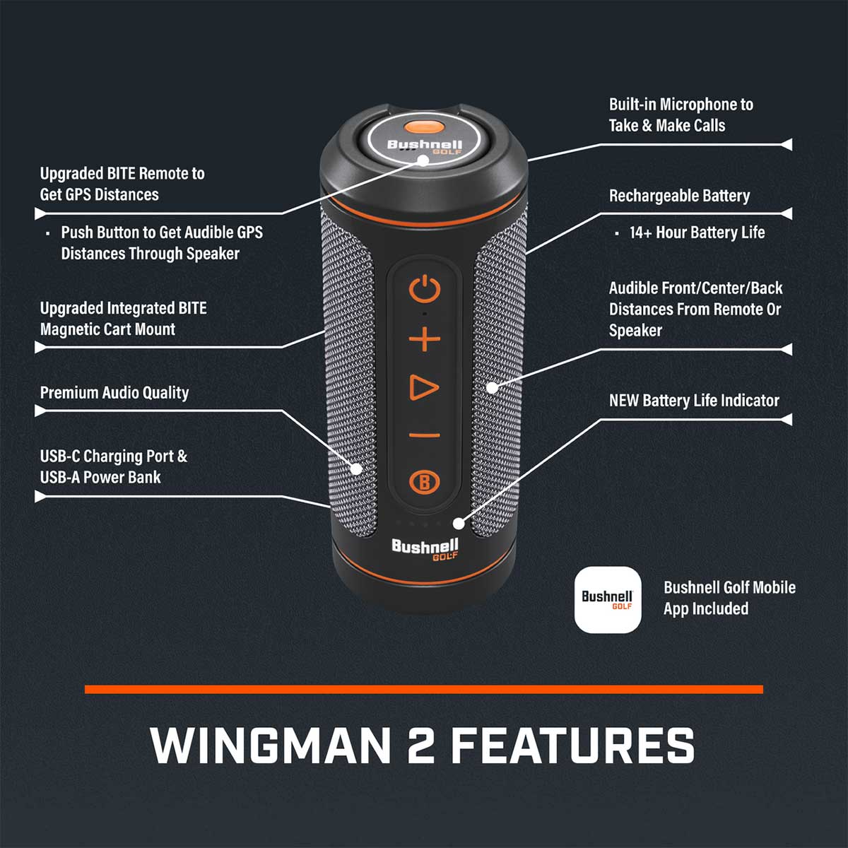 Bushnell Wingman 2 Golf GPS Speaker (Open Box)