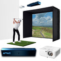 TruGolf APOGEE with PlayBetter SimStudio™ ESSENTIALS Studio Package | Home Golf Simulator Package with Impact Screen, Enclosure, Hitting Mat & Projector