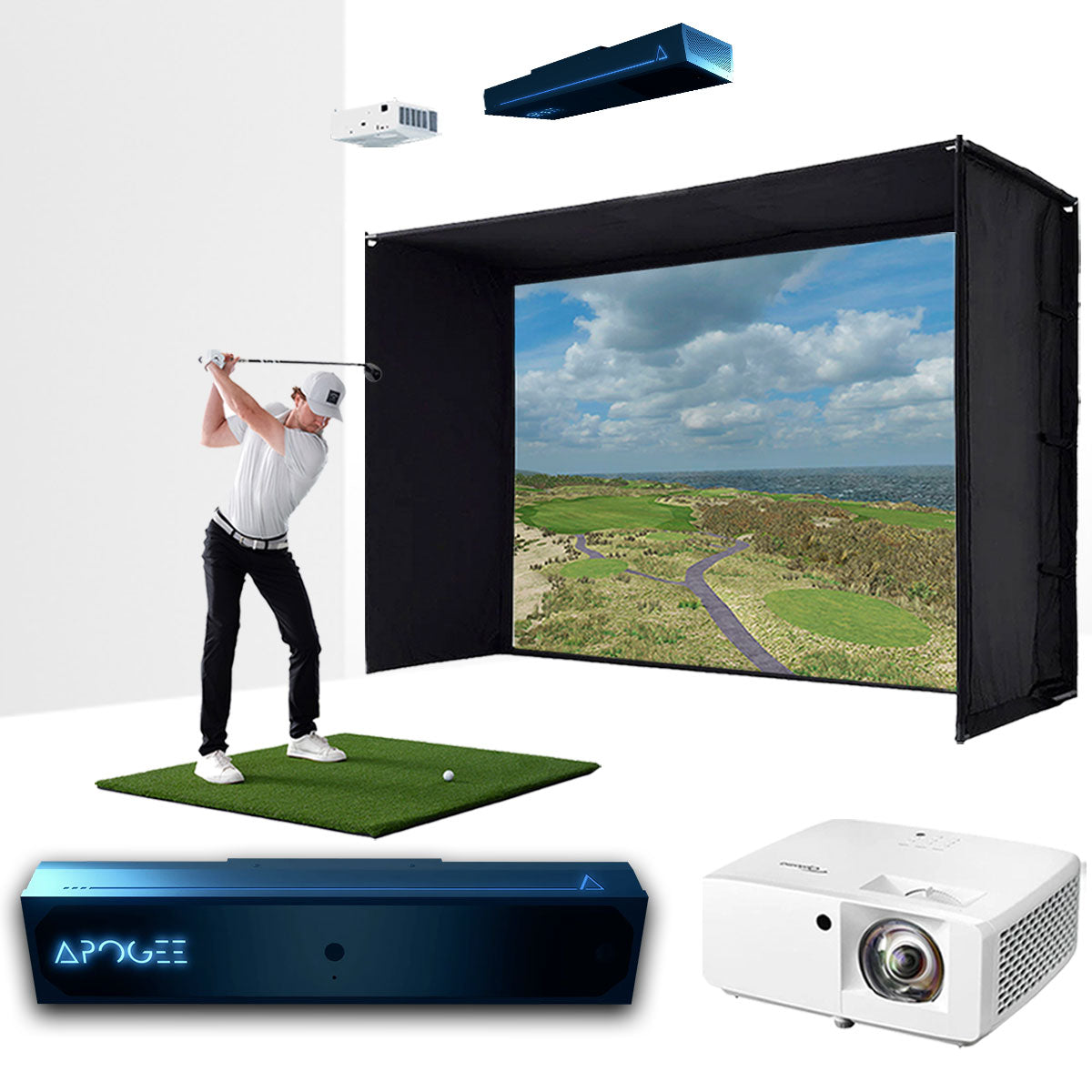 TruGolf APOGEE with PlayBetter SimStudio™ BYO (Build Your Own) Package – Custom Home Golf Simulator Studio Builder with Impact Screen, Enclosure, Optional Mats, Projector & More