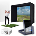 Blue Tees Golf Rainmaker with PlayBetter SimStudio™ ESSENTIALS Package | Golf Simulator Studio with Impact Screen, Enclosure, Hitting Mat & Projector