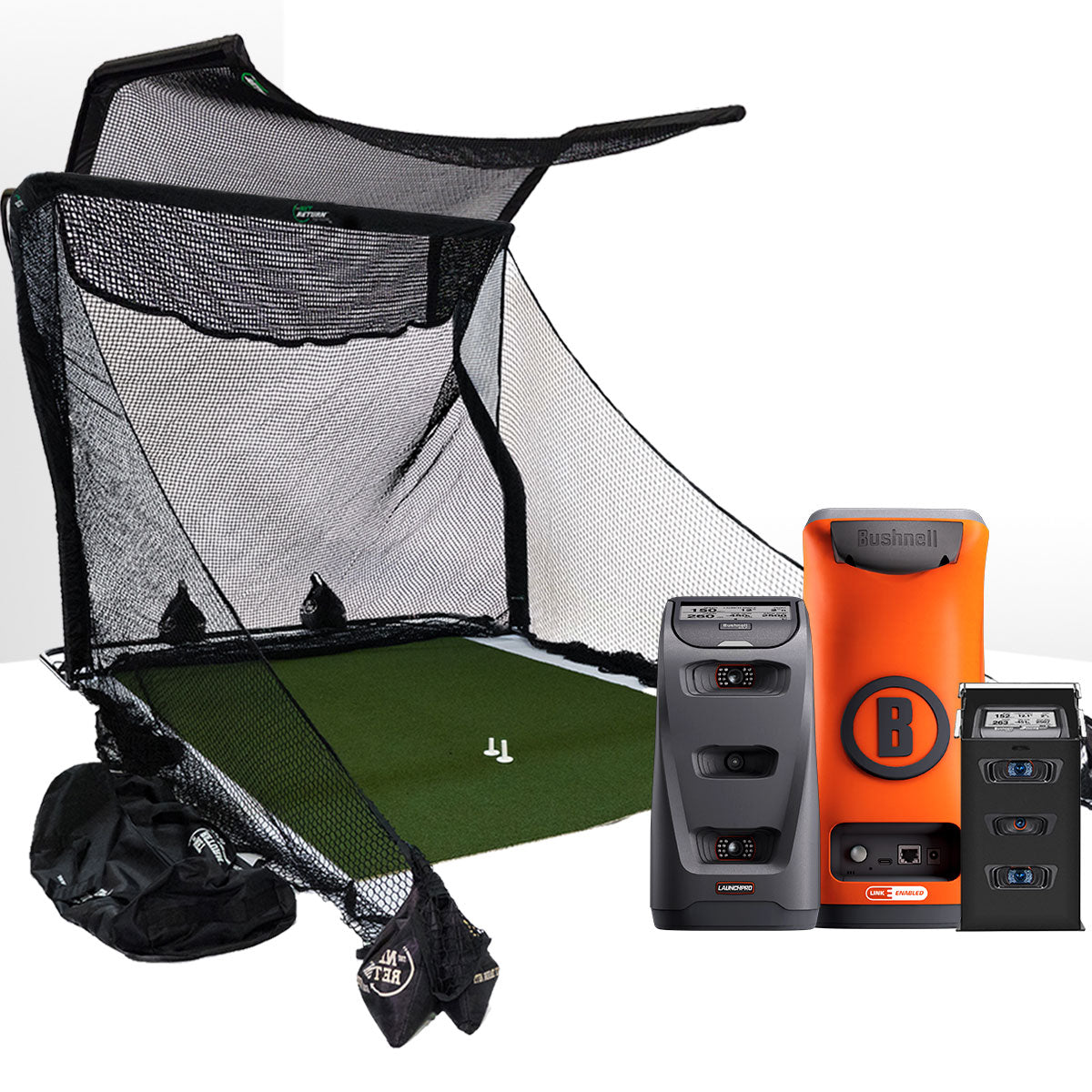 Bushnell Launch Pro Circle B Golf Launch Monitor Home Net Studio with The Net Return Premium Hitting Net Package