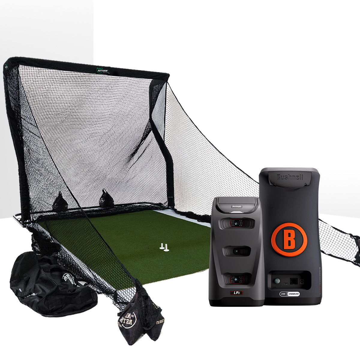 Bushnell LPi Circle B Personal Launch Monitor & Simulator Home Net Studio with The Net Return Premium Hitting Net Package