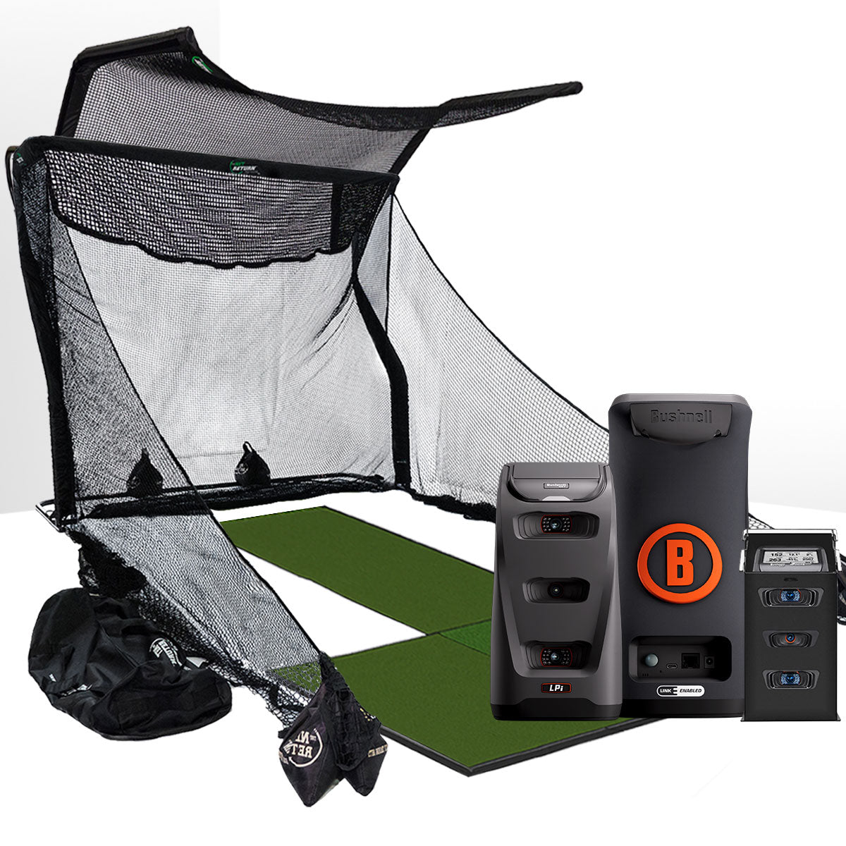 Bushnell LPi Circle B Personal Launch Monitor & Simulator Home Net Studio with The Net Return Premium Hitting Net Package