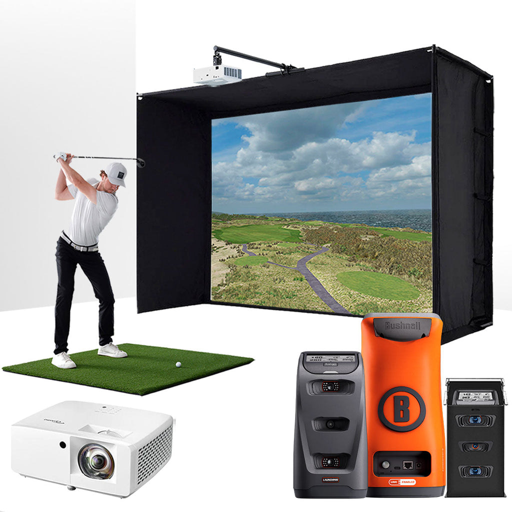 Bushnell Launch Pro Circle B with PlayBetter SimStudio™ BYO (Build Your Own) Package – Custom Home Golf Simulator Studio Builder with Impact Screen, Enclosure, Optional Mats, Projector & More