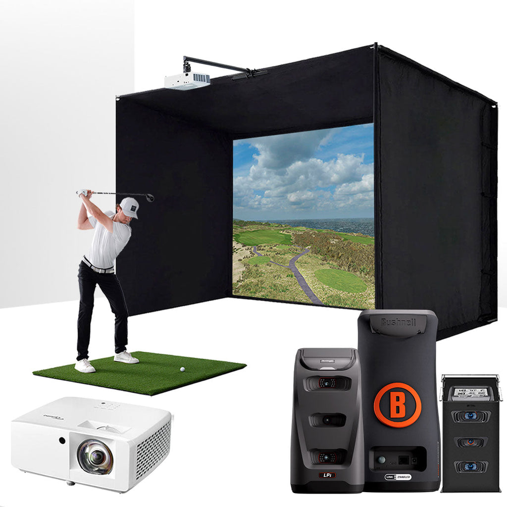 Bushnell LPi Circle B with PlayBetter SimStudio™ BYO (Build Your Own) Package – Custom Home Golf Simulator Studio Builder with Impact Screen, Enclosure, Optional Mats, Projector & More