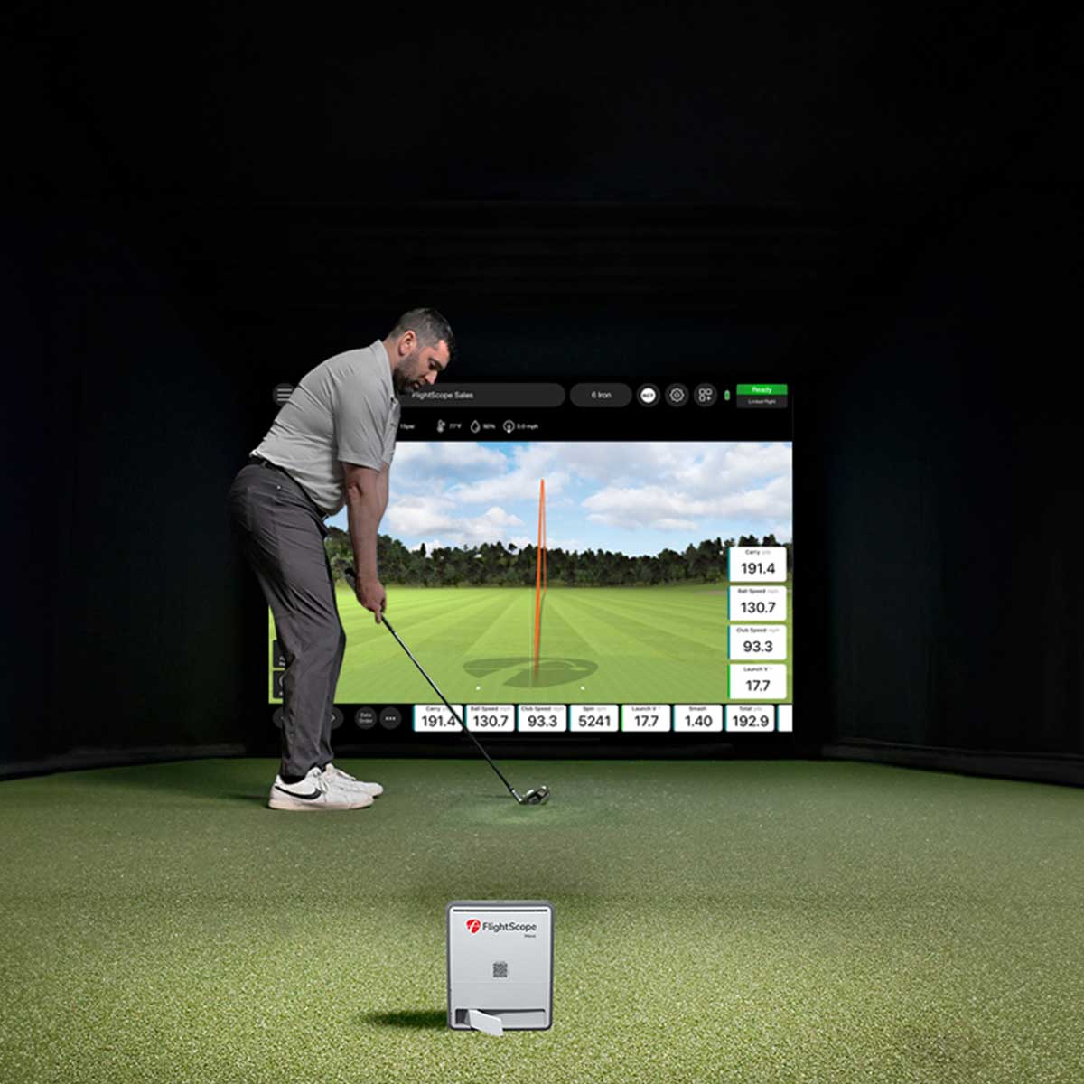 FlightScope Mevo Gen2 with PlayBetter SimStudio™ COMPLETE Package | Golf Simulator Studio with Impact Screen, Enclosure, Side Barriers, Hitting/Putting Mats, Projector & Alignment Stand