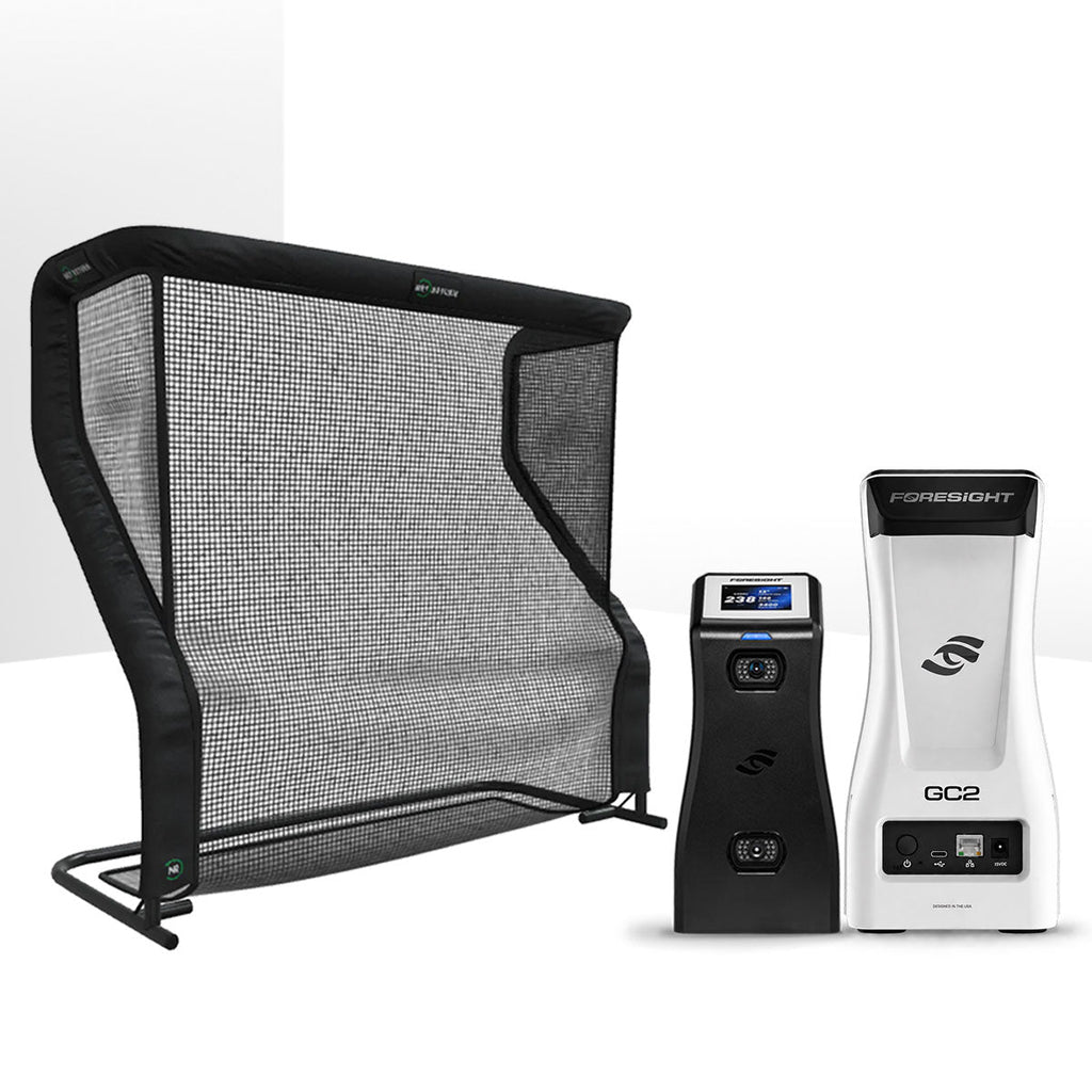 Foresight GC2 Golf Launch Monitor Home Net Studio with The Net Return Premium Hitting Net Package