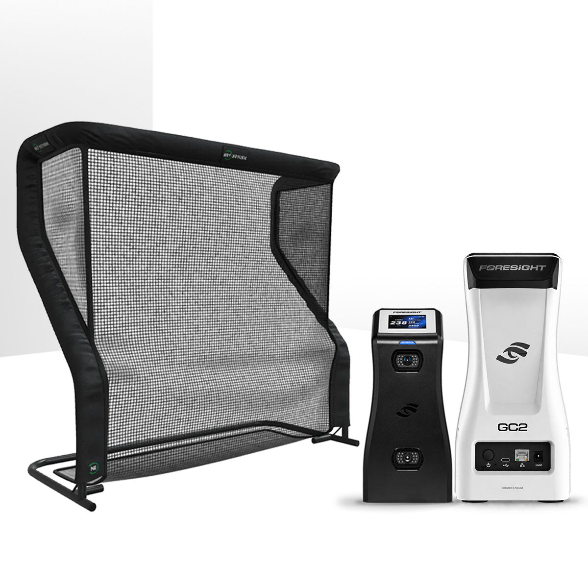 Foresight GC2 Golf Launch Monitor Home Net Studio with The Net Return Premium Hitting Net Package