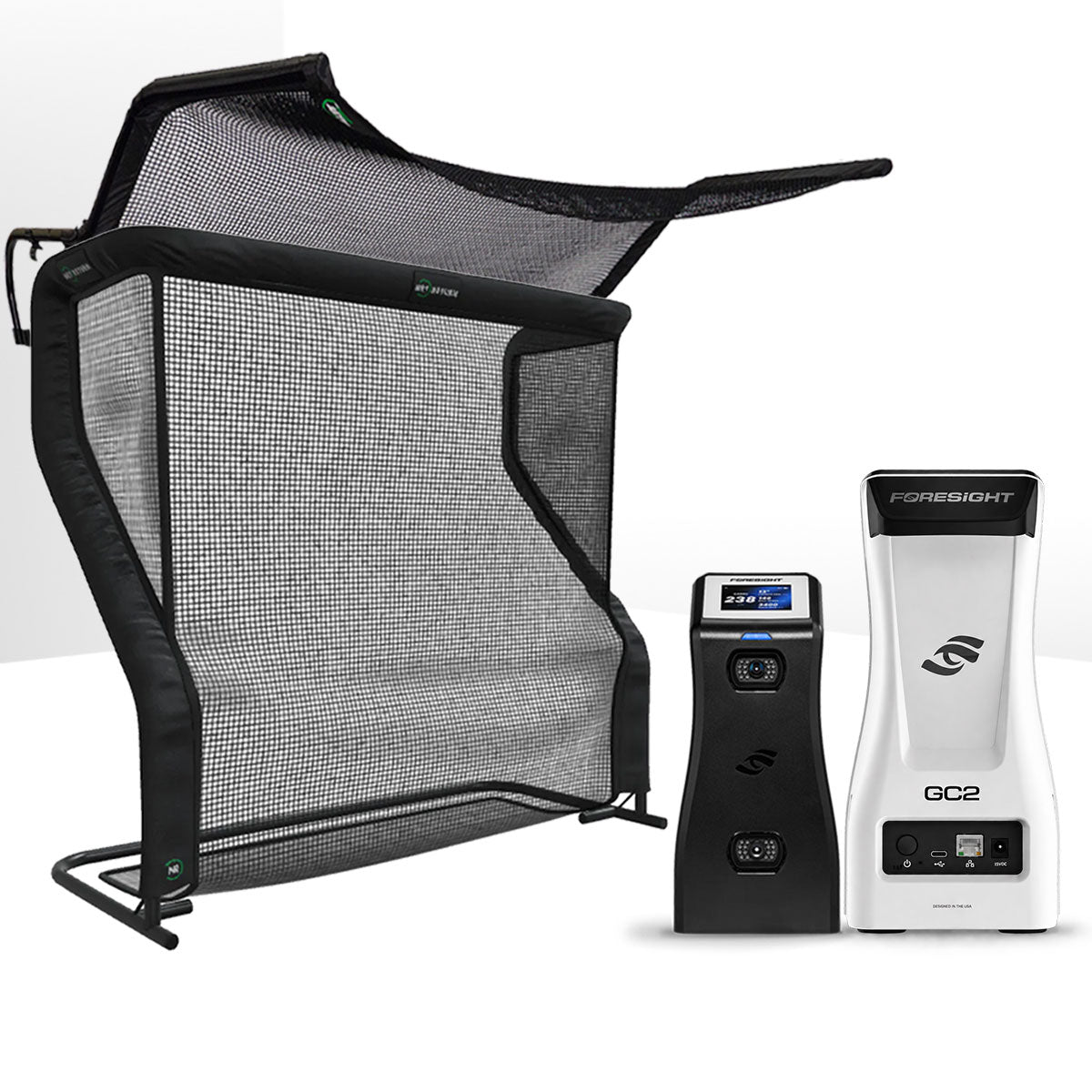Foresight GC2 Golf Launch Monitor Home Net Studio with The Net Return Premium Hitting Net Package