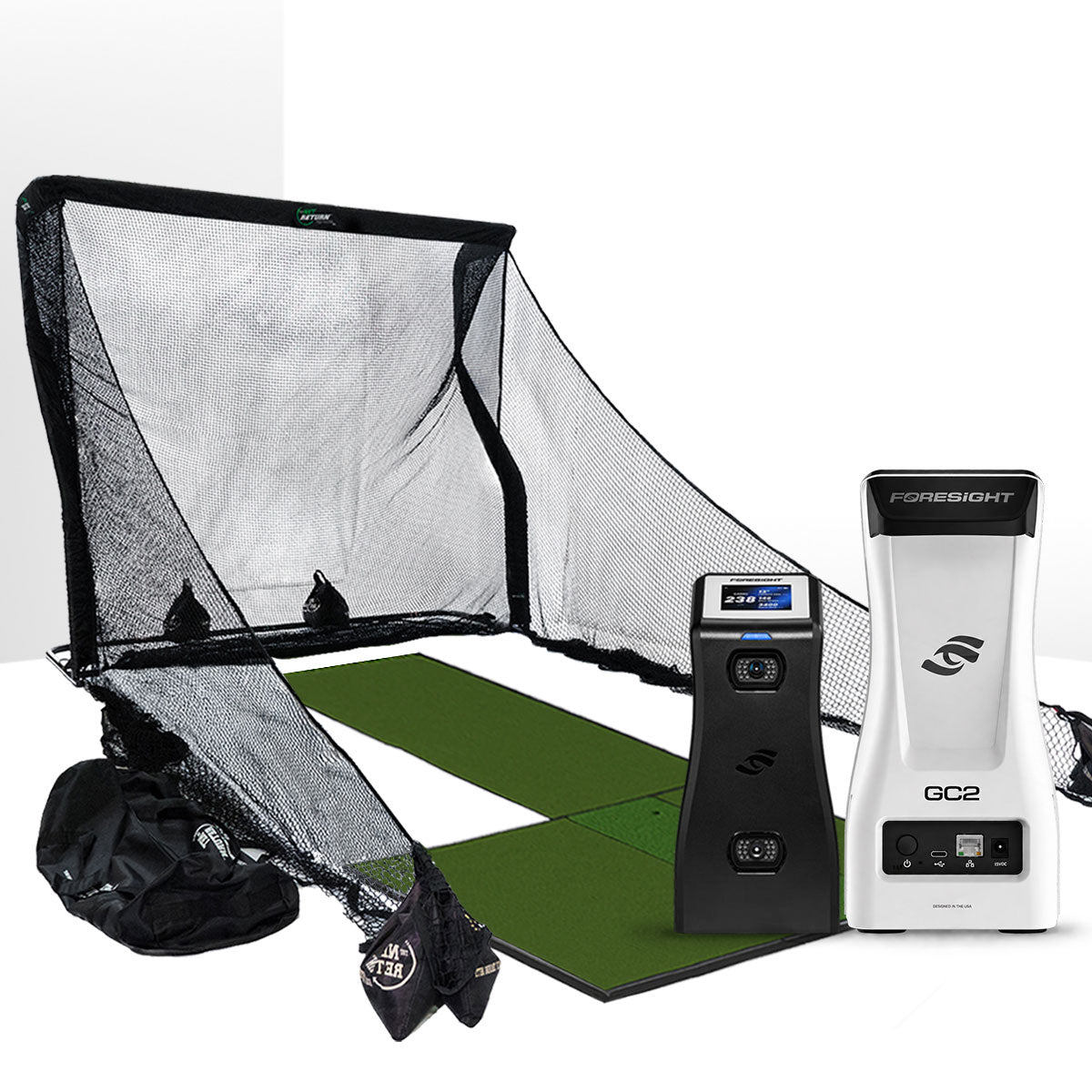 Foresight GC2 Golf Launch Monitor Home Net Studio with The Net Return Premium Hitting Net Package