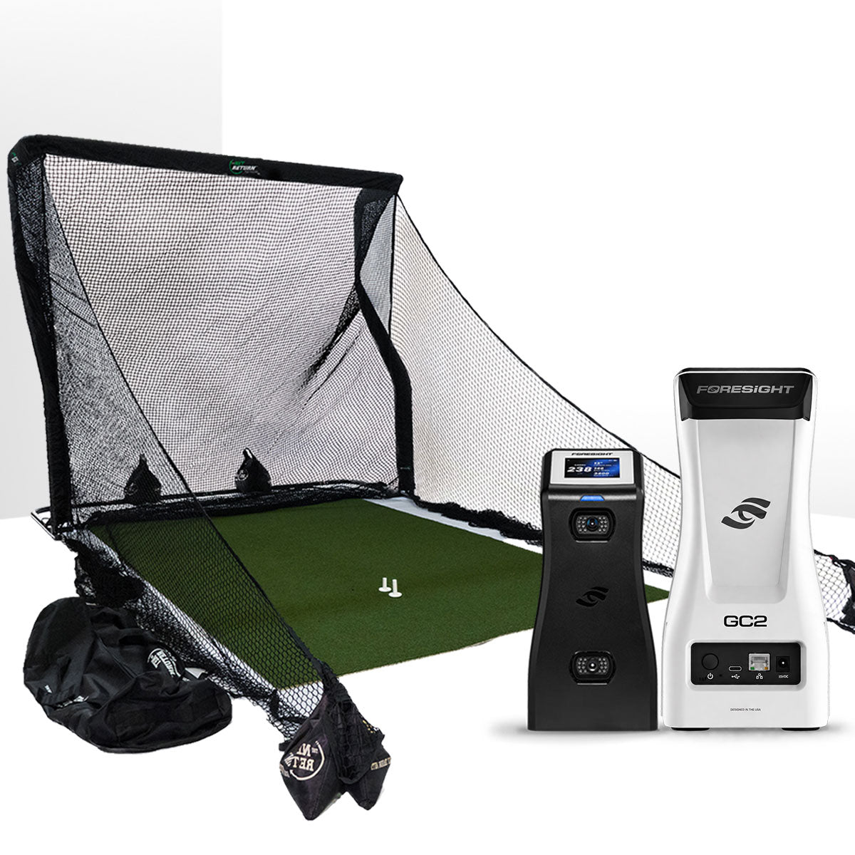 Foresight GC2 Golf Launch Monitor Home Net Studio with The Net Return Premium Hitting Net Package