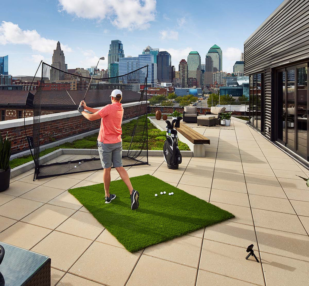 Garmin Approach R10 SportScreen Vanish LITE Hybrid-Retractable Golf Studio Complete Package | Home Golf Simulator Studio with Impact Screen, Enclosure, Hitting Mat, Putting Turf & Projector