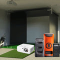 Bushnell Launch Pro Circle B SportScreen Vanish Retractable Golf Studio Complete Package | Home Golf Simulator Studio with Impact Screen, Enclosure, Hitting Mat, Putting Turf & Projector