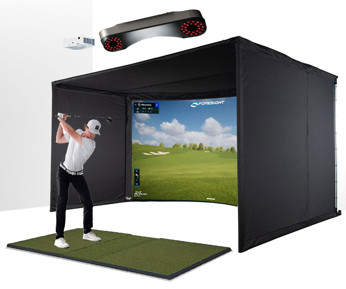 ProTee VX with PlayBetter SimStudio™ OVERHEAD Premium Home Golf Studio Package with Carl's Place Curved Enclosure