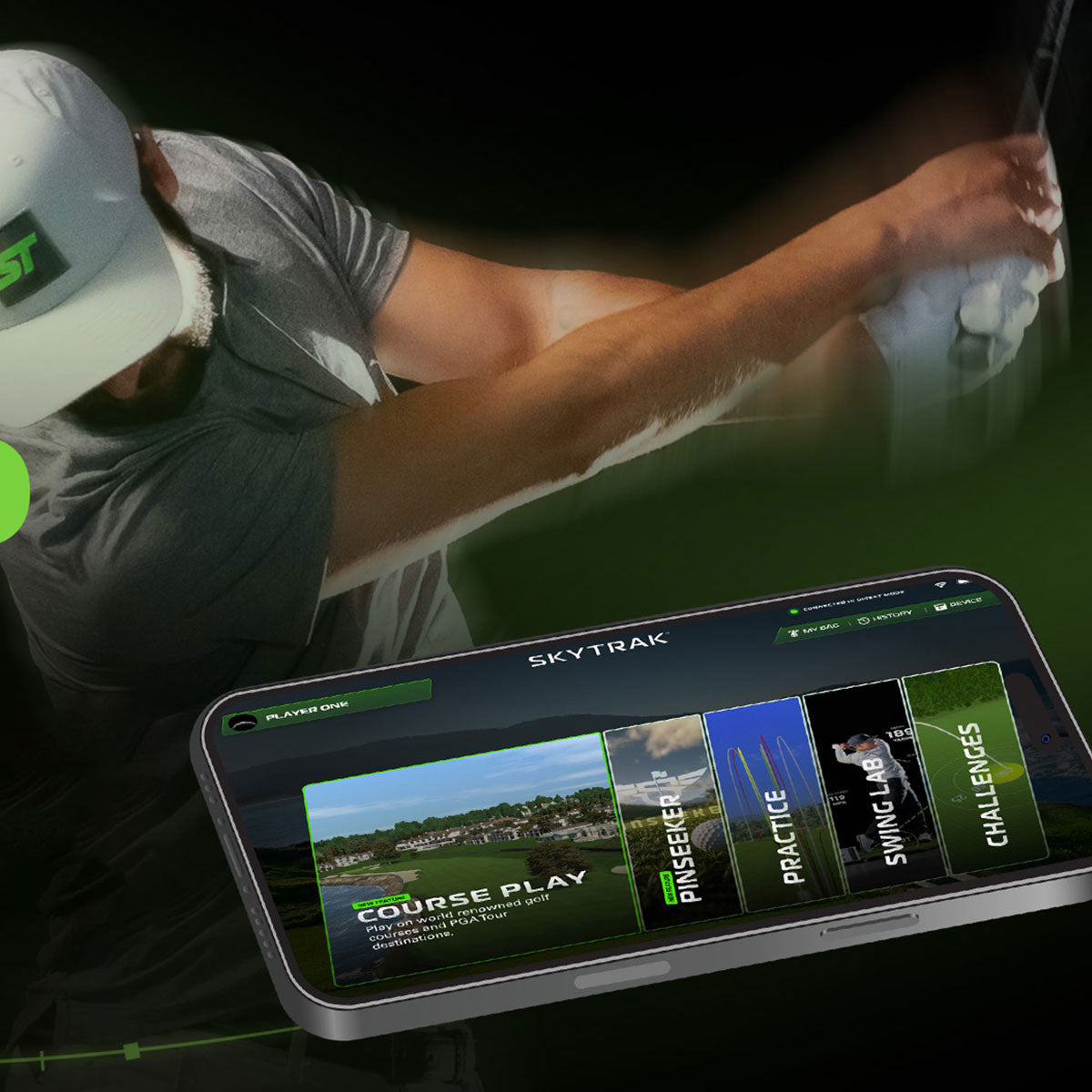 SkyTrak ST MAX SportScreen Vanish LITE Hybrid-Retractable Golf Studio Complete Package | Home Golf Simulator Studio with Impact Screen, Enclosure, Hitting Mat, Putting Turf & Projector