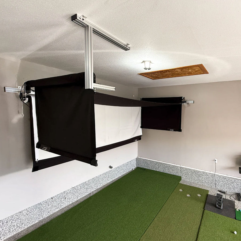Garmin Approach R50 SportScreen Vanish Retractable Golf Studio Complete Package | Home Golf Simulator Studio with Impact Screen, Enclosure, Hitting Mat, Putting Turf & Projector