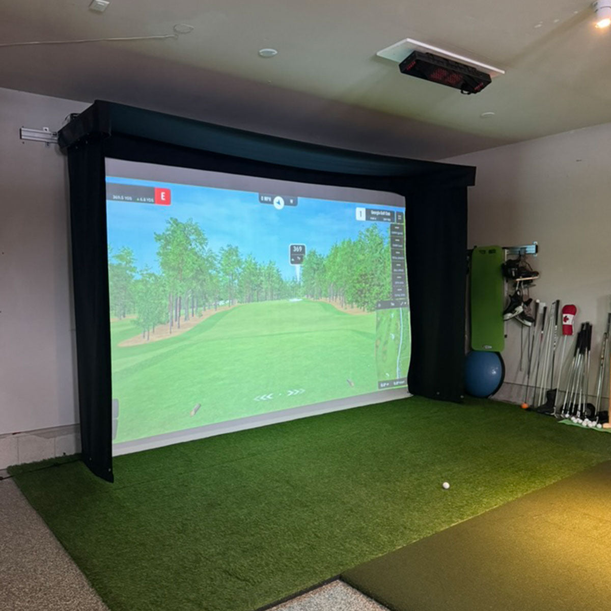 Foresight QuadMAX SportScreen Vanish LITE Hybrid-Retractable Golf Studio Complete Package | Home Golf Simulator Studio with Impact Screen, Enclosure, Hitting Mat, Putting Turf & Projector