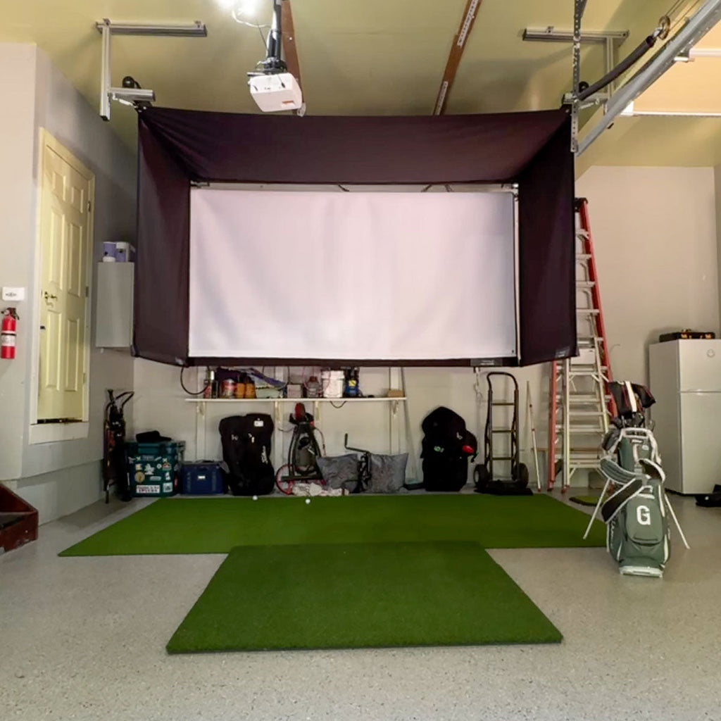 Foresight GCQuad SportScreen Vanish Retractable Golf Studio Complete Package | Home Golf Simulator Studio with Impact Screen, Enclosure, Hitting Mat, Putting Turf & Projector