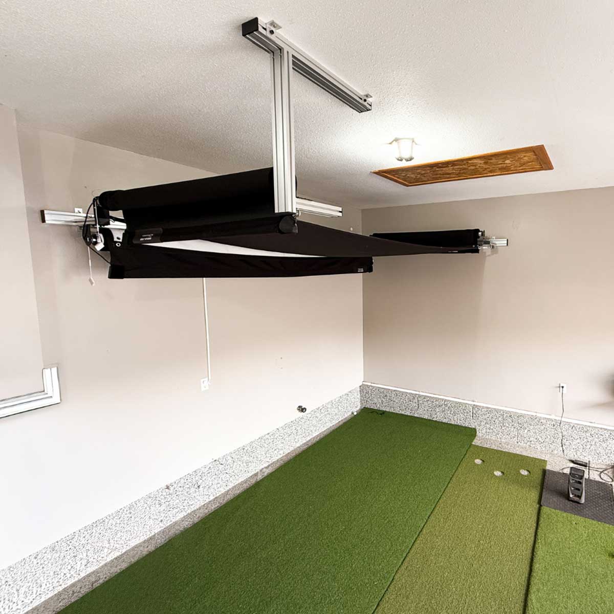 Square Golf SportScreen Vanish Retractable Golf Studio Complete Package | Home Golf Simulator Studio with Impact Screen, Enclosure, Hitting Mat, Putting Turf & Projector