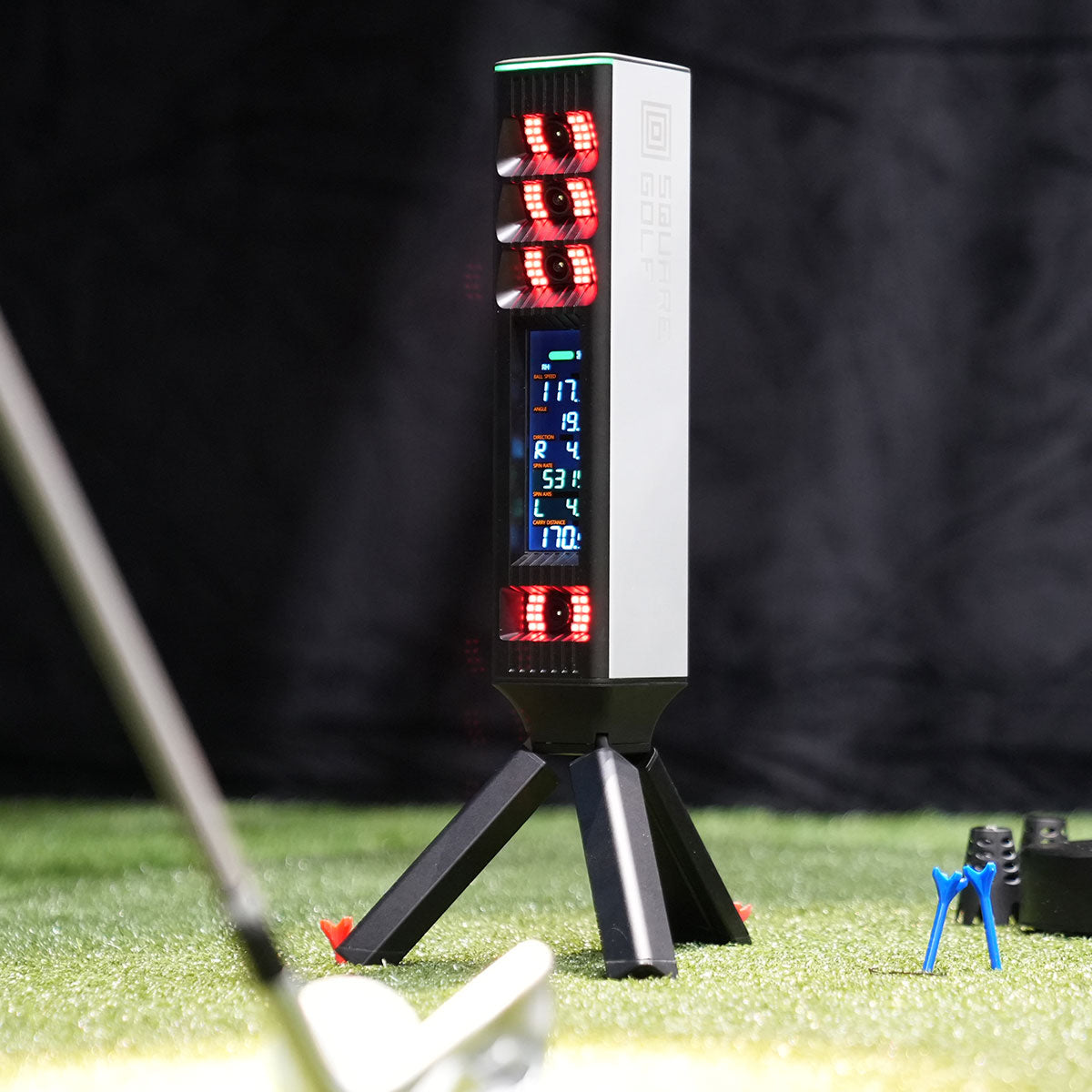 Square Golf Omni with PlayBetter SimStudio™ ESSENTIALS Package | Golf Simulator Studio with Impact Screen, Enclosure, Hitting Mat & Projector