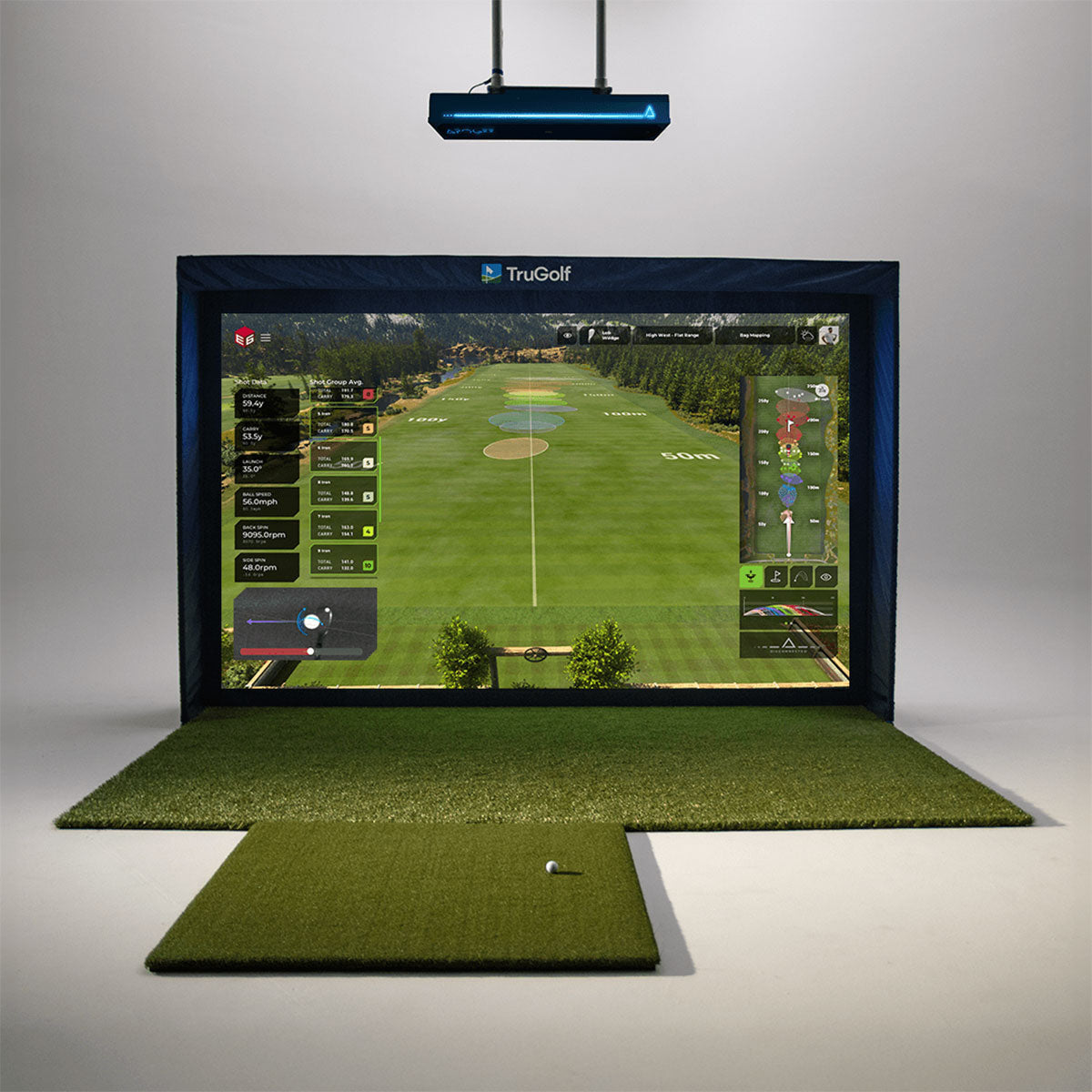 TruGolf APOGEE with PlayBetter SimStudio™ OVERHEAD Premium Home Golf Studio Package with Carl's Place Curved Enclosure