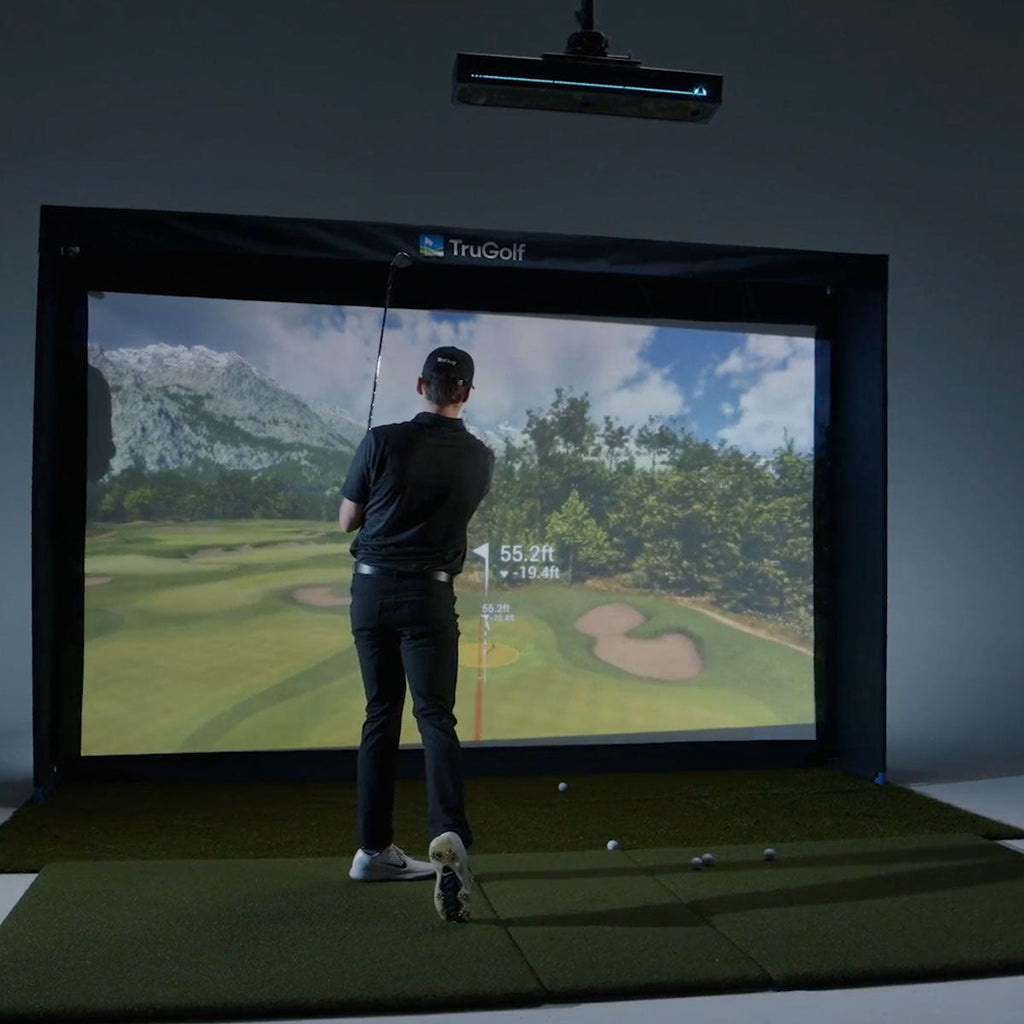 TruGolf APOGEE with PlayBetter SimStudio™ COMPLETE Package | Golf Simulator Studio with Impact Screen, Enclosure, Side Barriers, Hitting/Putting Mats & Projector