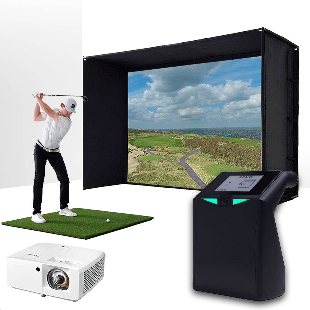 TruGolf LaunchBox with PlayBetter SimStudio™ BYO (Build Your Own) Package – Custom Home Golf Simulator Studio Builder with Impact Screen, Enclosure, Optional Mats, Projector & More